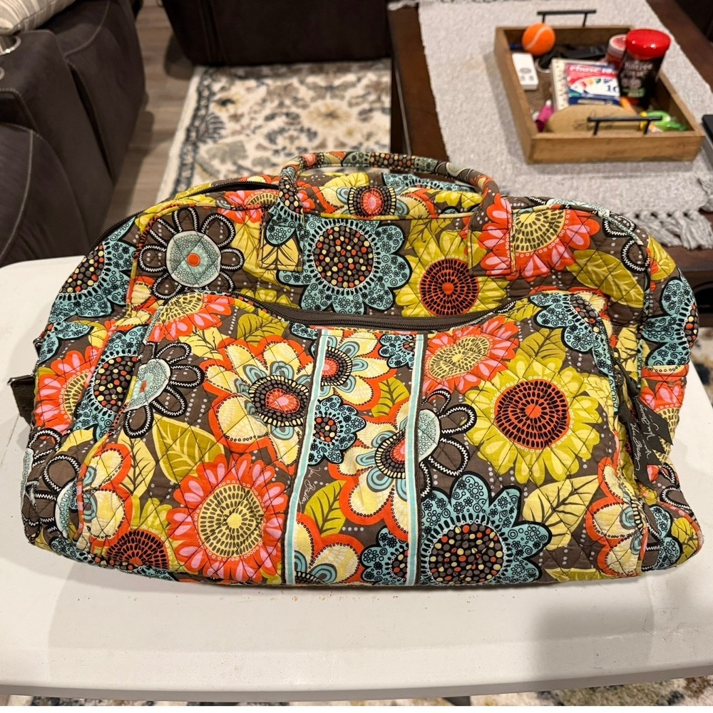 Vera Bradley Weekender Travel Bag Flower Shower Quilted Duffle w/ Strap Retired